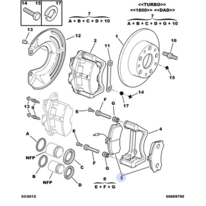 JEU DE 4 PLAQUETTES FREIN AV Citroën C25 - 4254A4