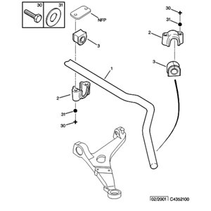 96064489 - PALIER DE BARRE ANTIDEVERS -Essieux, Suspension, Hydraulique - référence : 96064489