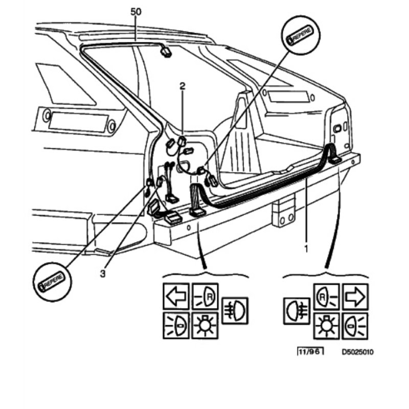 96016837 - Faisceau d'essuie vitre AR droit -Tableau de bord, éclairage, signalisation - référence : 96016837-OE