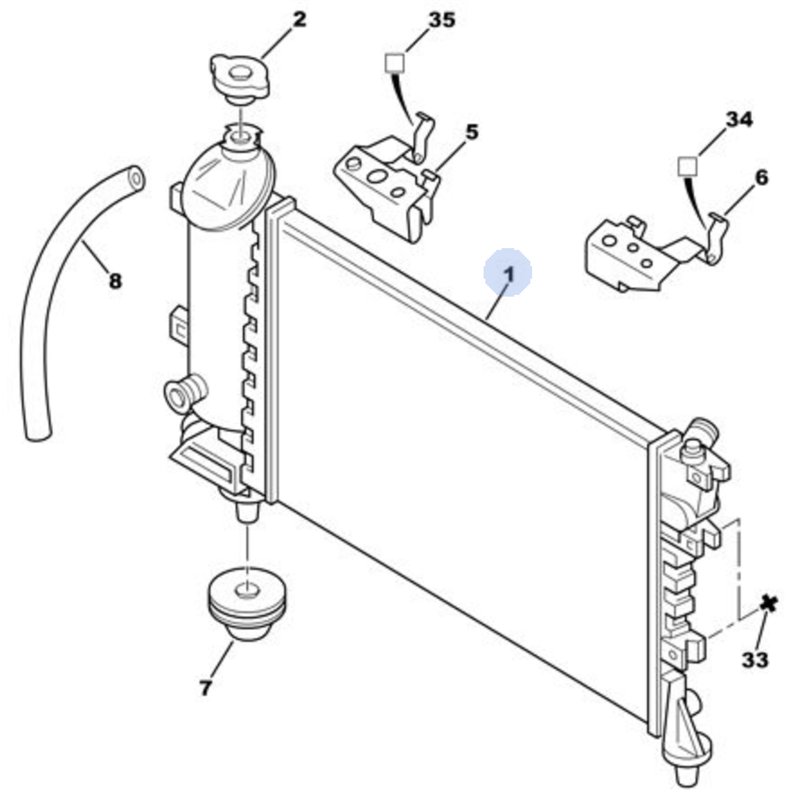 96050671 - Radiateur d'eau -Organes extérieurs au moteur - référence : 96050671-OE