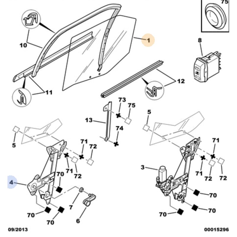 920397 - Vitre de porte arrière -Carrosserie - référence : 920397-OE