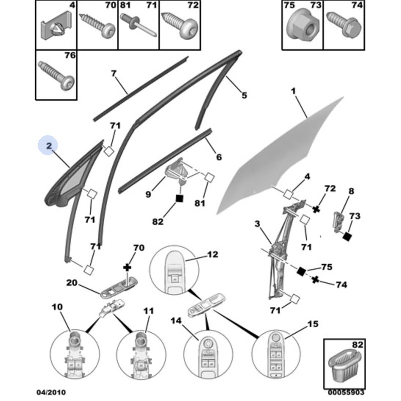 9202H4 - Vitre fixe -Carrosserie - référence : 9202H4-OE