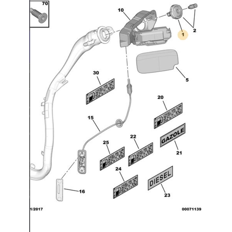 1508H7 - Bouchon remplissage carburant -Carrosserie - référence : 1508H7-OE