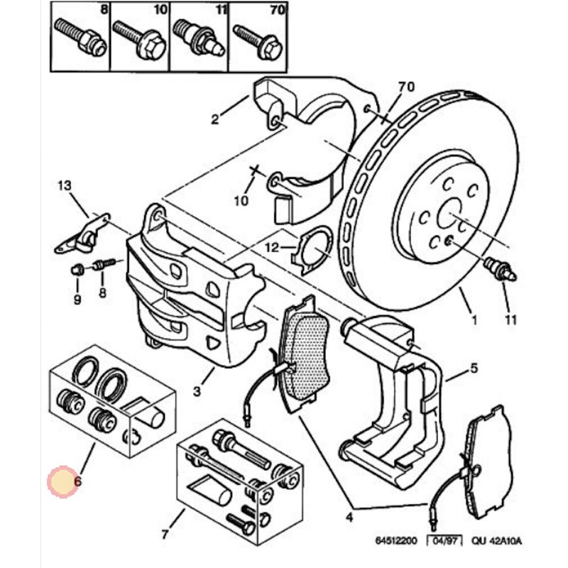 444879 - Necessaire piston d'étrier AV -Freins, Commande de frein - référence : 444879-OE