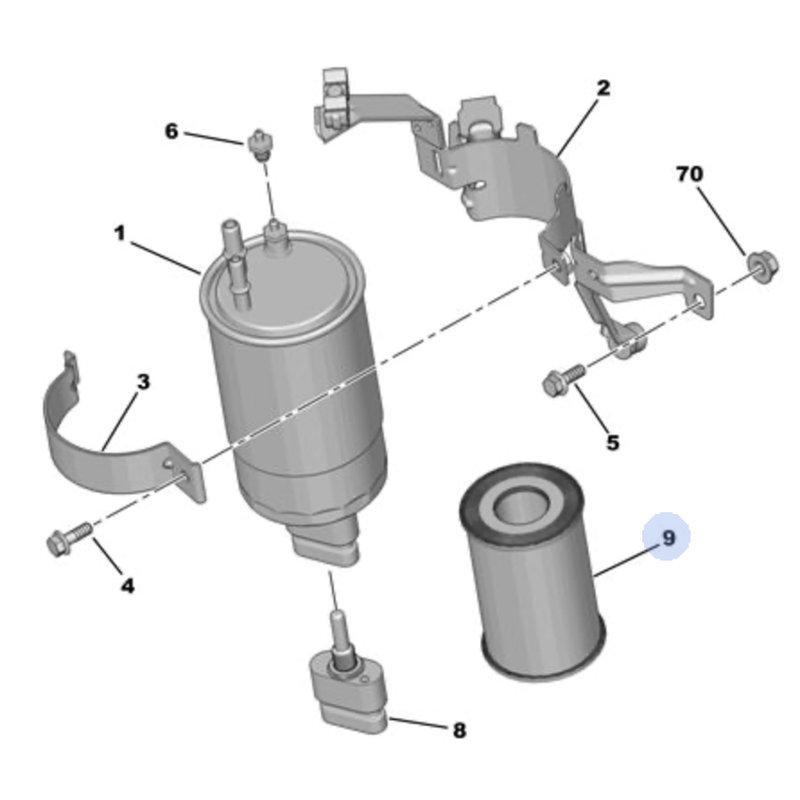 1606384980 - FILTRE A GASOIL -Organes extérieurs au moteur - référence : 1606384980-OE