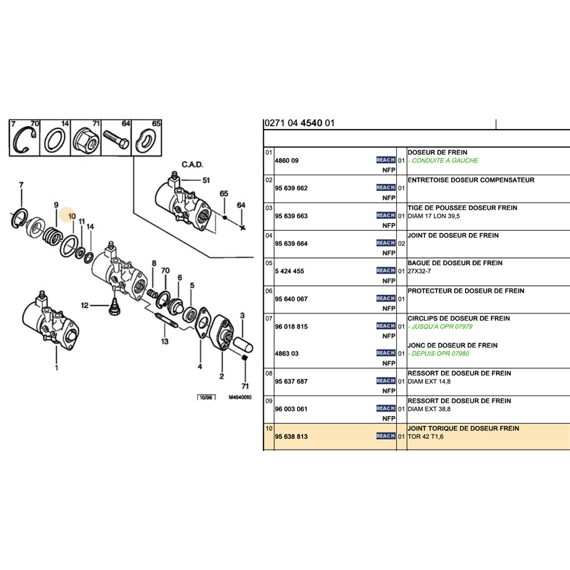 95638813 - JOINT TORIQUE DOSEUR DE FREIN