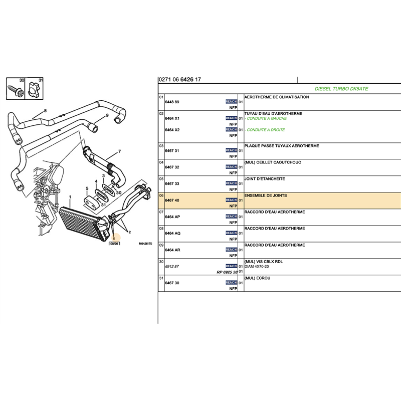 646740 - LOT DE 2 JOINTS TORIQUES TUYAUX CHAUFFAGE CITROEN XM