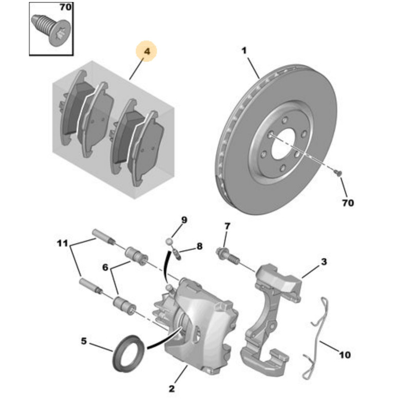 JEU DE 4 PLAQUETTES FREIN AV Citroën C4 (B7), DS 4 - 425477